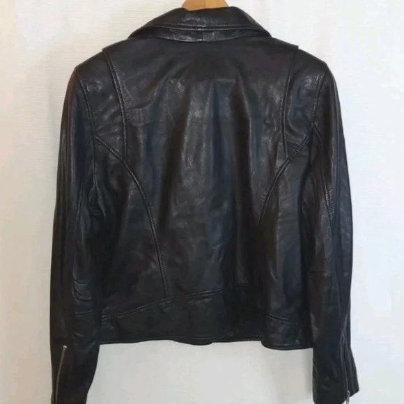 American Leather Co. Sz 16 Soft Leather Moto Jacket Black QVC Retail $319 - Picture 4 of 15